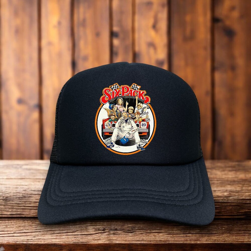 Kenny Rogers Six Pack Racing Movie Unisex Trucker Hat Black 80s Retro Ball Cap